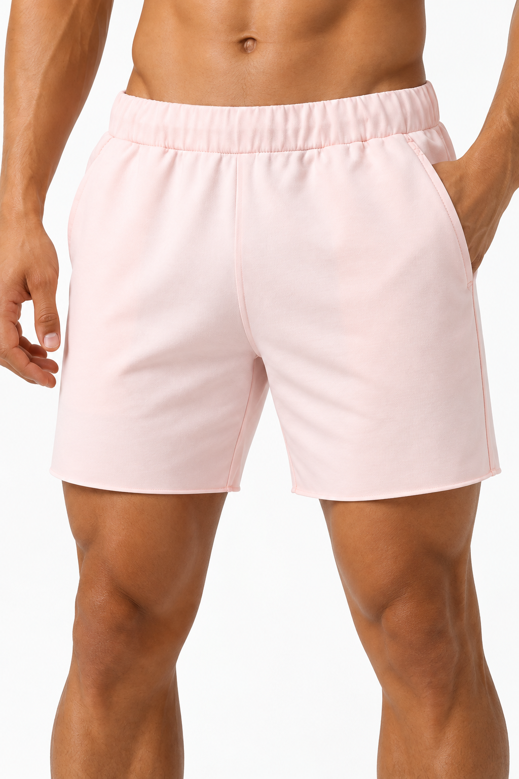 Men's Running Shorts Lightweight Fabric Flexible Fit, Pink, fabric close-up