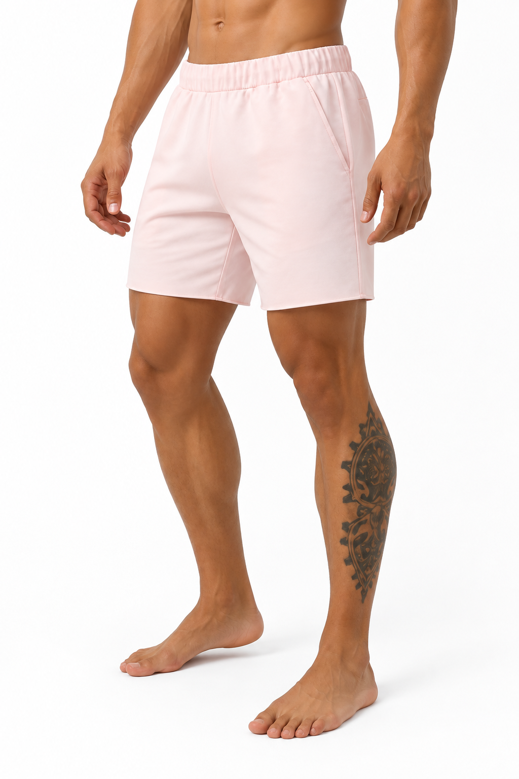 Men's Running Shorts Lightweight Fabric Flexible Fit, Pink, side view