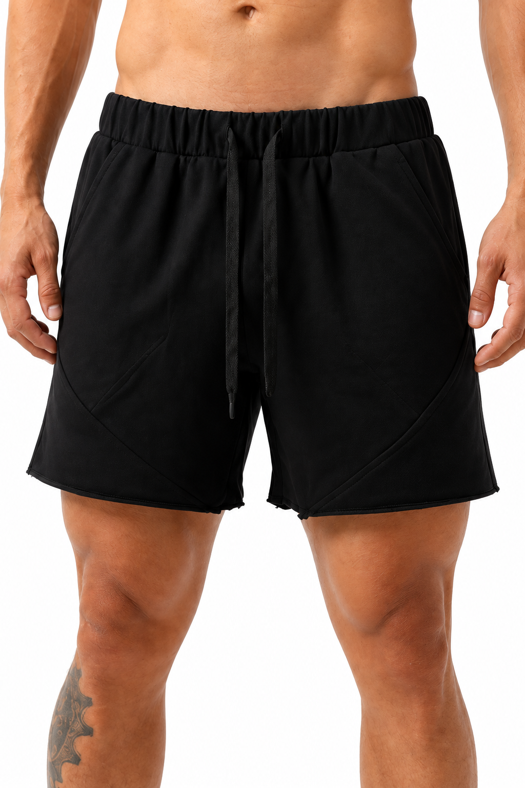 Men's Running Shorts Lightweight Fabric Flexible Fit, Black, fabric close-up