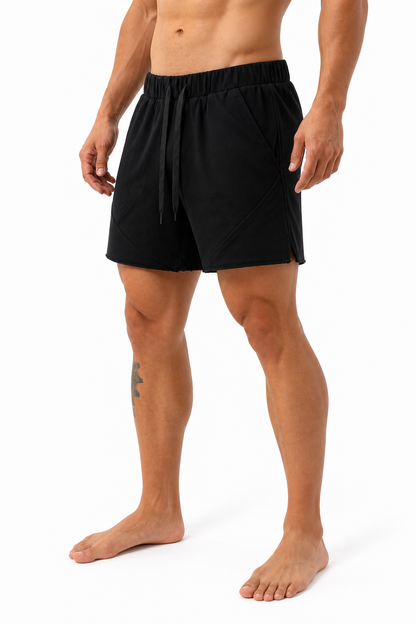 Men's Running Shorts Lightweight Fabric Flexible Fit, Black, side view