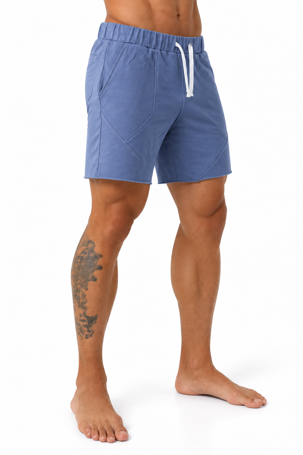 Men's Running Shorts Lightweight Fabric Flexible Fit, Blue, side view
