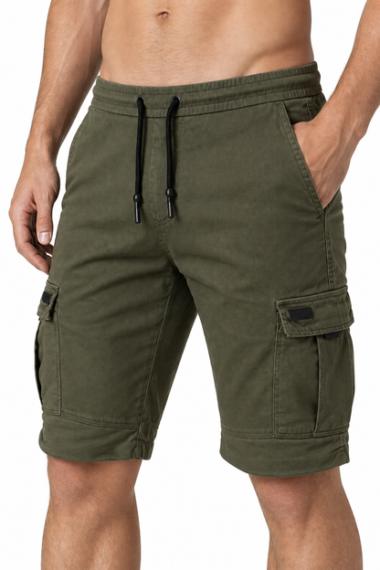 Men's Sports Shorts Cargo Pockets Relaxed Fit, ArmyGreen, fabric close-up