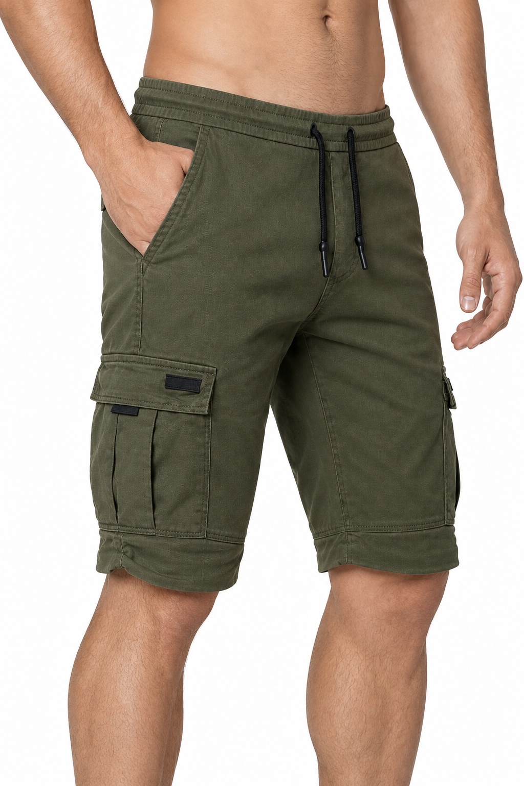 Men's Sports Shorts Cargo Pockets Relaxed Fit, ArmyGreen, side view