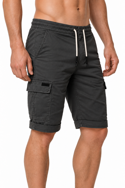 Men's Sports Shorts Cargo Pockets Relaxed Fit, Dark Grey, side view