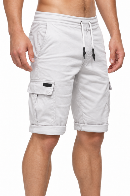 Men's Sports Shorts Cargo Pockets Relaxed Fit, White, side view