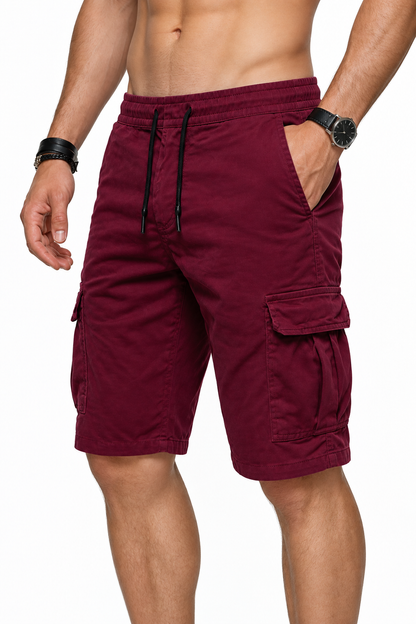 Men's Sports Shorts Cargo Pockets Relaxed Fit, Red, side view