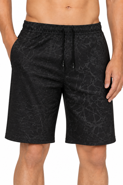 Men's Training Shorts Camo Print Flexible Fit, Concealed shorts, fabric close-up