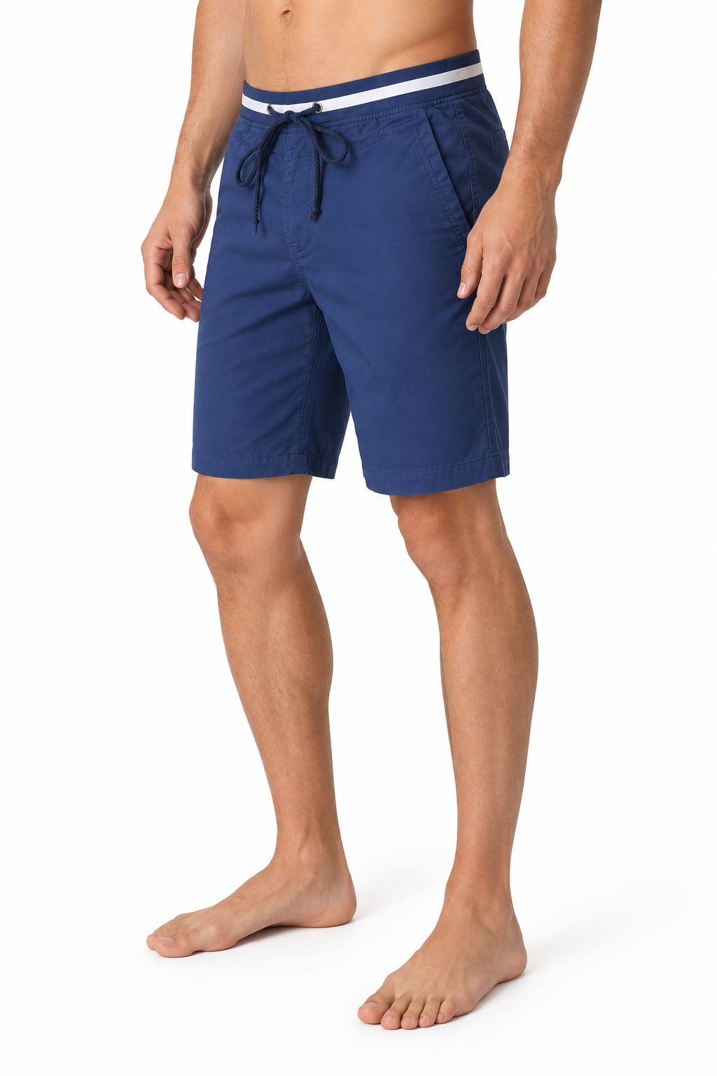 Men's Chino Shorts Cotton Fabric Classic Fit, Blue, side view