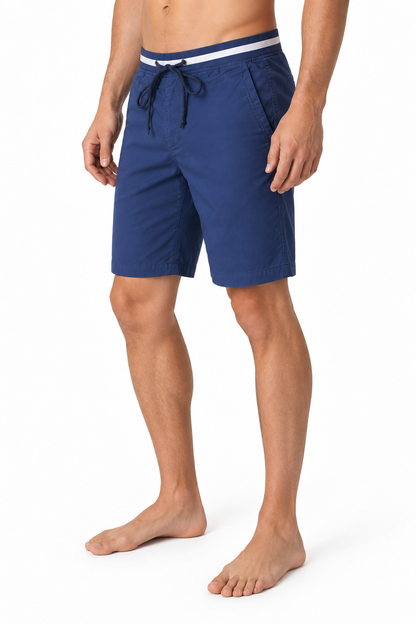 Men's Chino Shorts Cotton Fabric Classic Fit, Blue, side view