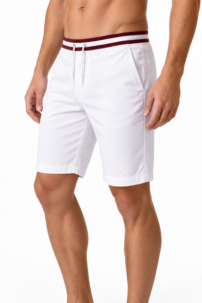 Men's Chino Shorts Cotton Fabric Classic Fit, White, side view