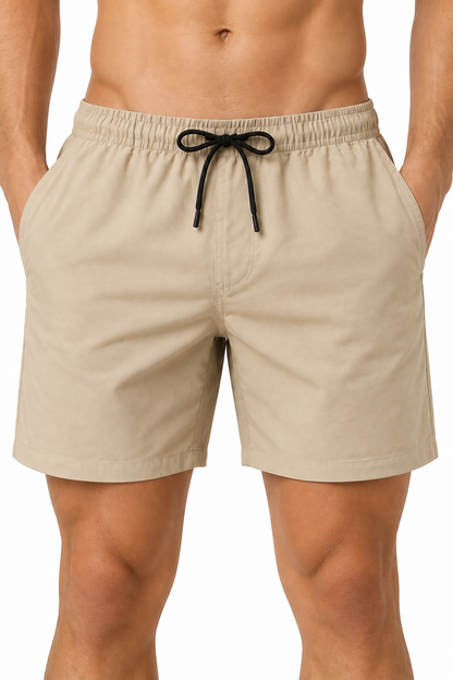 Men's Sports Shorts Quick-Dry Fabric Lightweight Fit, Khaki, fabric close-up