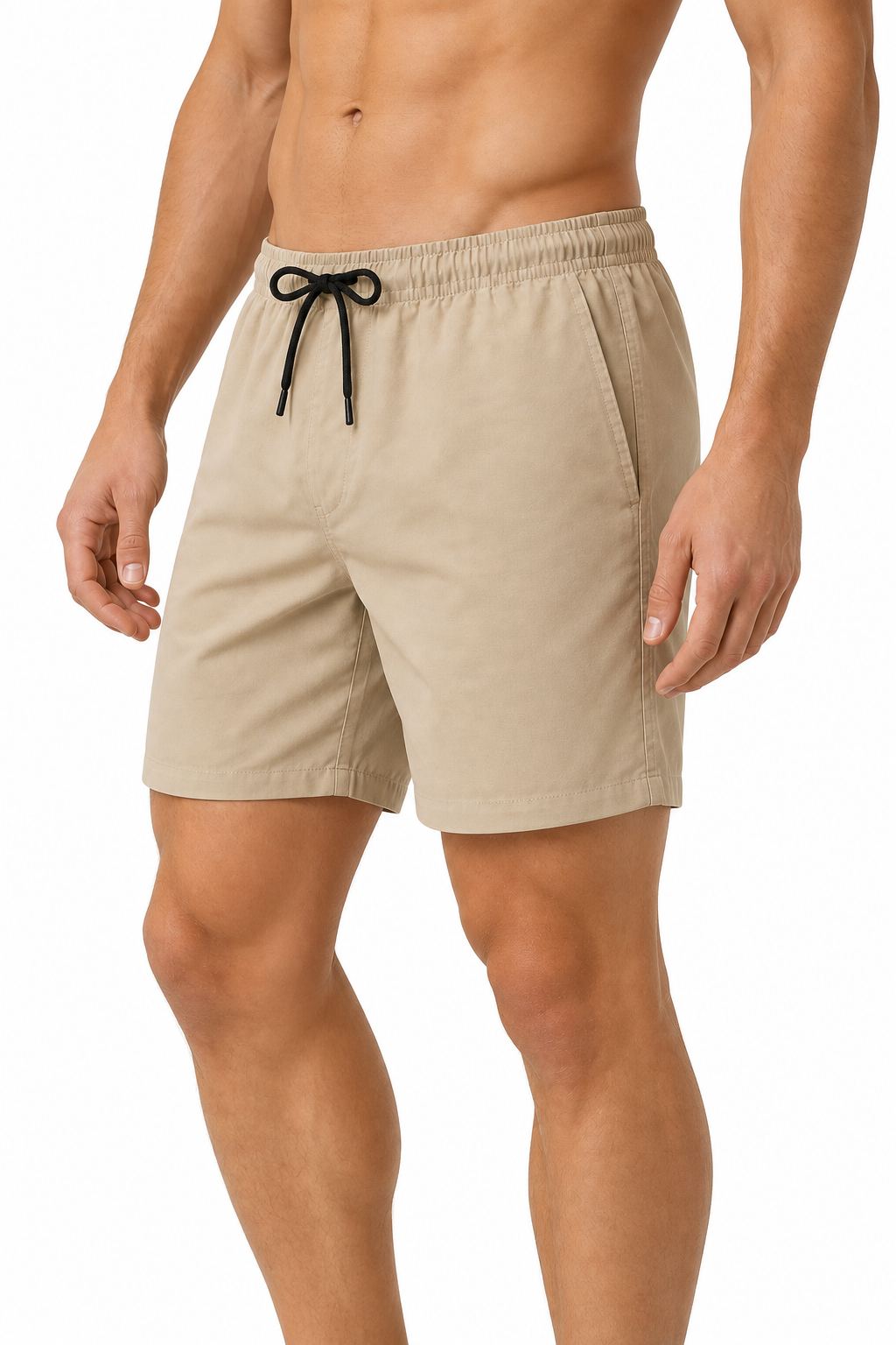 Men's Sports Shorts Quick-Dry Fabric Lightweight Fit, Khaki, side view