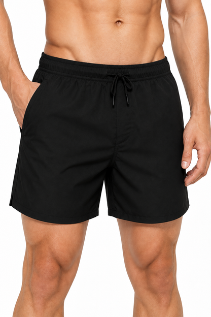 Men's Sports Shorts Quick-Dry Fabric Lightweight Fit, Black, fabric close-up