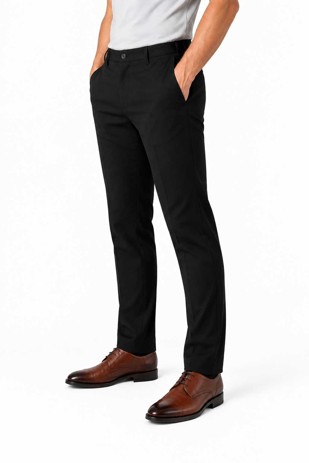 Men's Business Trousers Slim Fit Tailored Finish, Black, side view