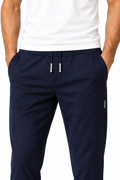 Men's Trousers Lightweight Fabric Drawstring Waist, Blue, fabric close-up