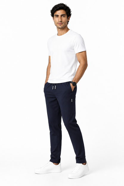 Men's Trousers Lightweight Fabric Drawstring Waist, Blue, side view