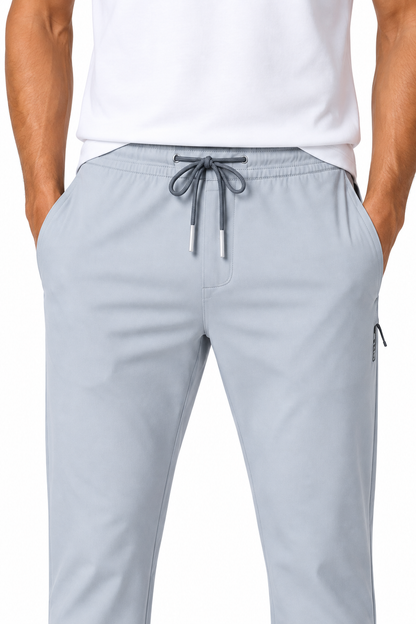 Men's Trousers Lightweight Fabric Drawstring Waist, Sky Blue, fabric close-up