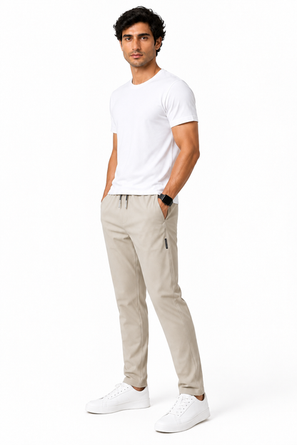 Men's Trousers Lightweight Fabric Drawstring Waist, Khaki, side view