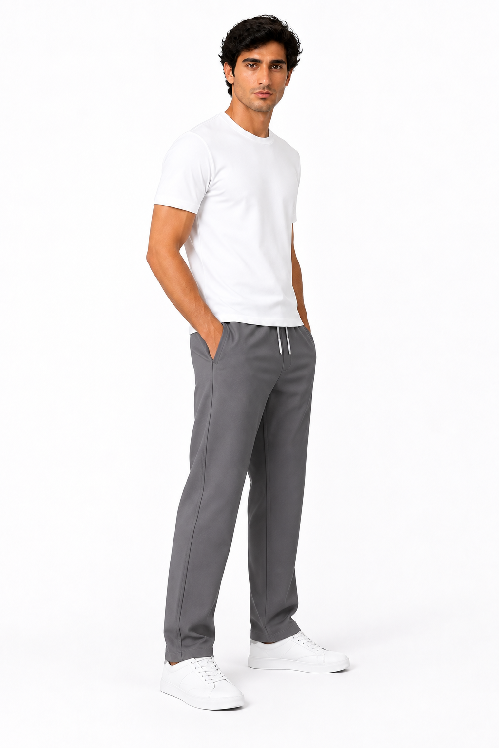 Men's Trousers Lightweight Fabric Drawstring Waist, Set, side view