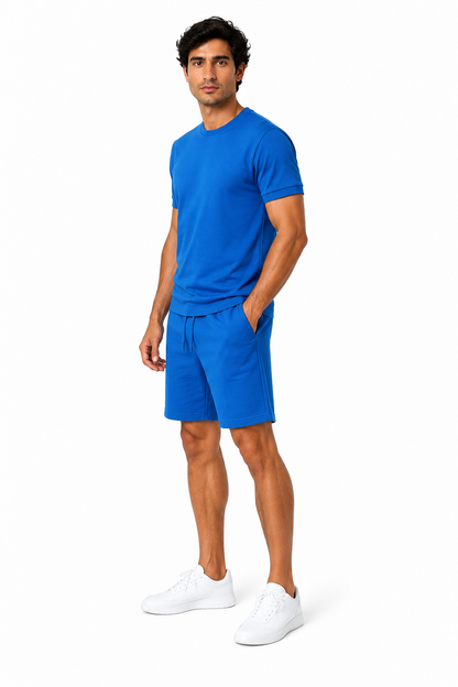 Men's T-Shirt Shorts Set Casual Fit Coordinated Design, Sky Blue, side view