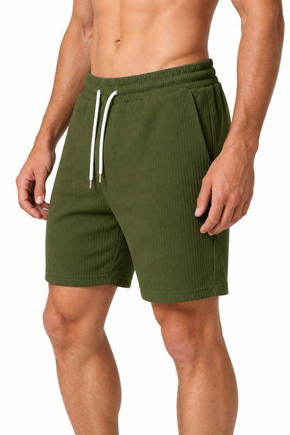 Men's Shorts Drawstring Waist Everyday Fit, Army Green, side view