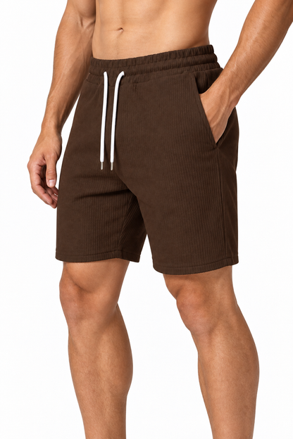 Men's Shorts Drawstring Waist Everyday Fit, Brown, side view