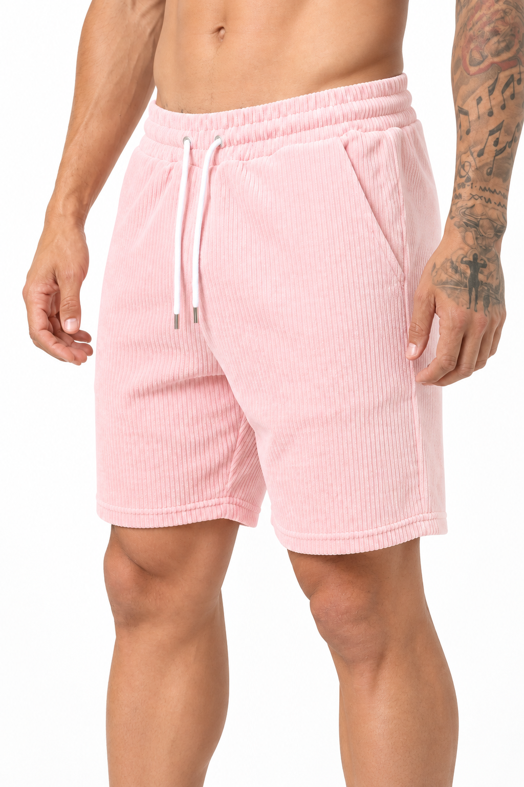 Men's Shorts Drawstring Waist Everyday Fit, Pink, side view