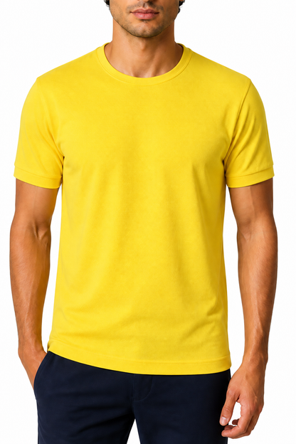 Ventorino Men's T-Shirt Premium Fabric Crew Neck | Ventorino in Yellow — garment and fabric detail