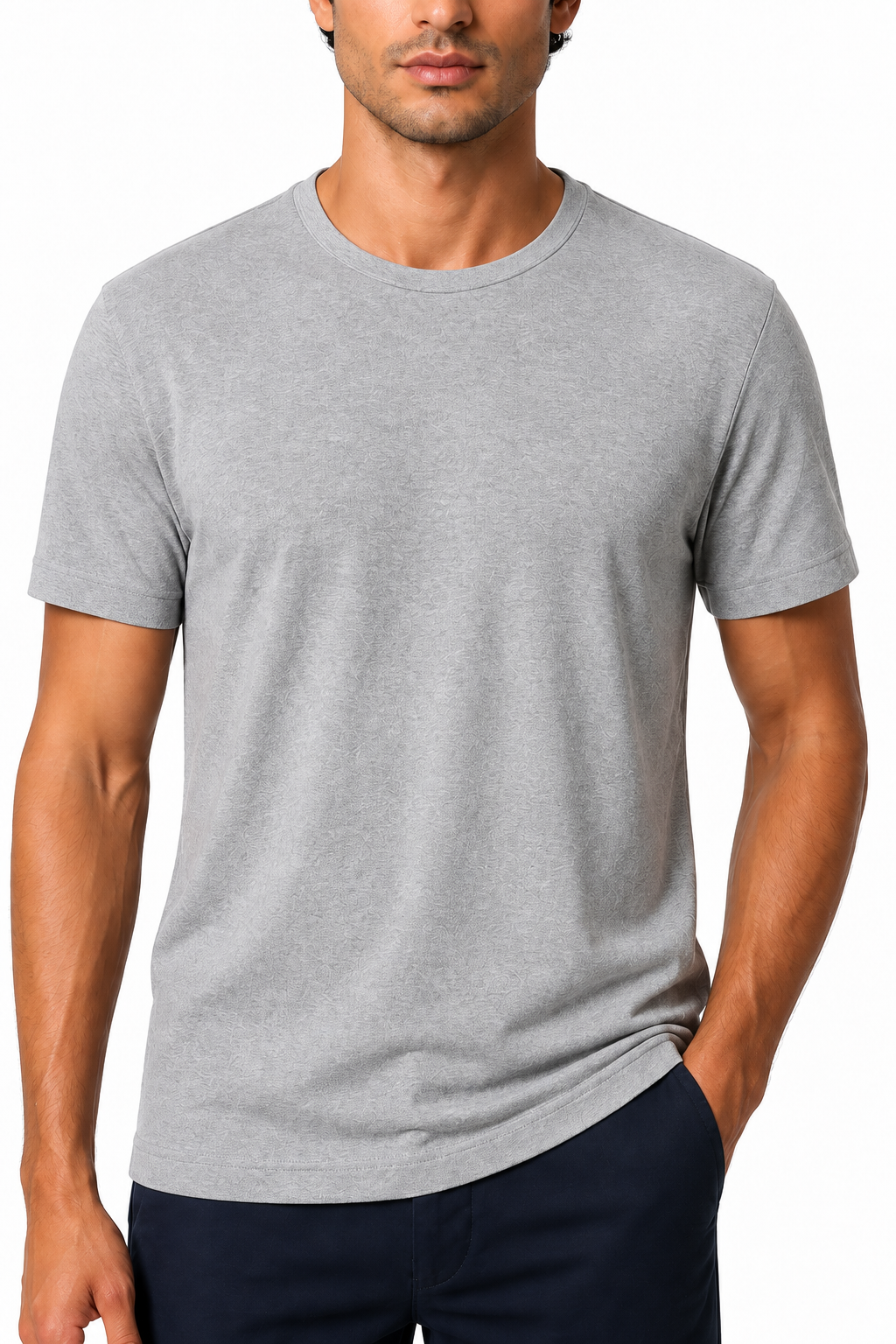 Ventorino Men's T-Shirt Premium Fabric Crew Neck | Ventorino in Grey — garment and fabric detail