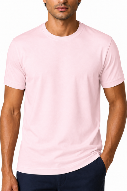 Ventorino Men's T-Shirt Premium Fabric Crew Neck | Ventorino in Pink — garment and fabric detail