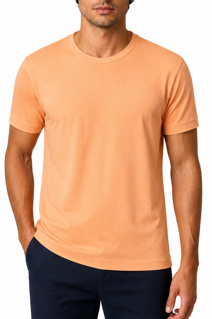 Ventorino Men's T-Shirt Premium Fabric Crew Neck | Ventorino in Hami Orange — garment and fabric detail