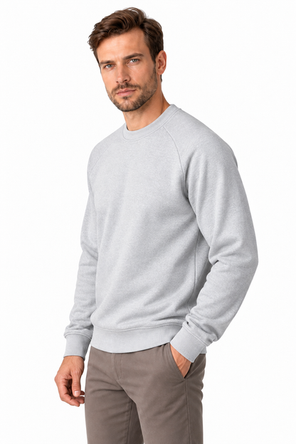 Ventorino Men's Sweatshirt Colorblock Design Raglan Sleeves | Ventorino in Light Gray — model three-quarter view