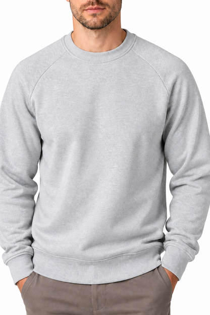 Ventorino Men's Sweatshirt Colorblock Design Raglan Sleeves | Ventorino in Light Gray — garment and fabric detail