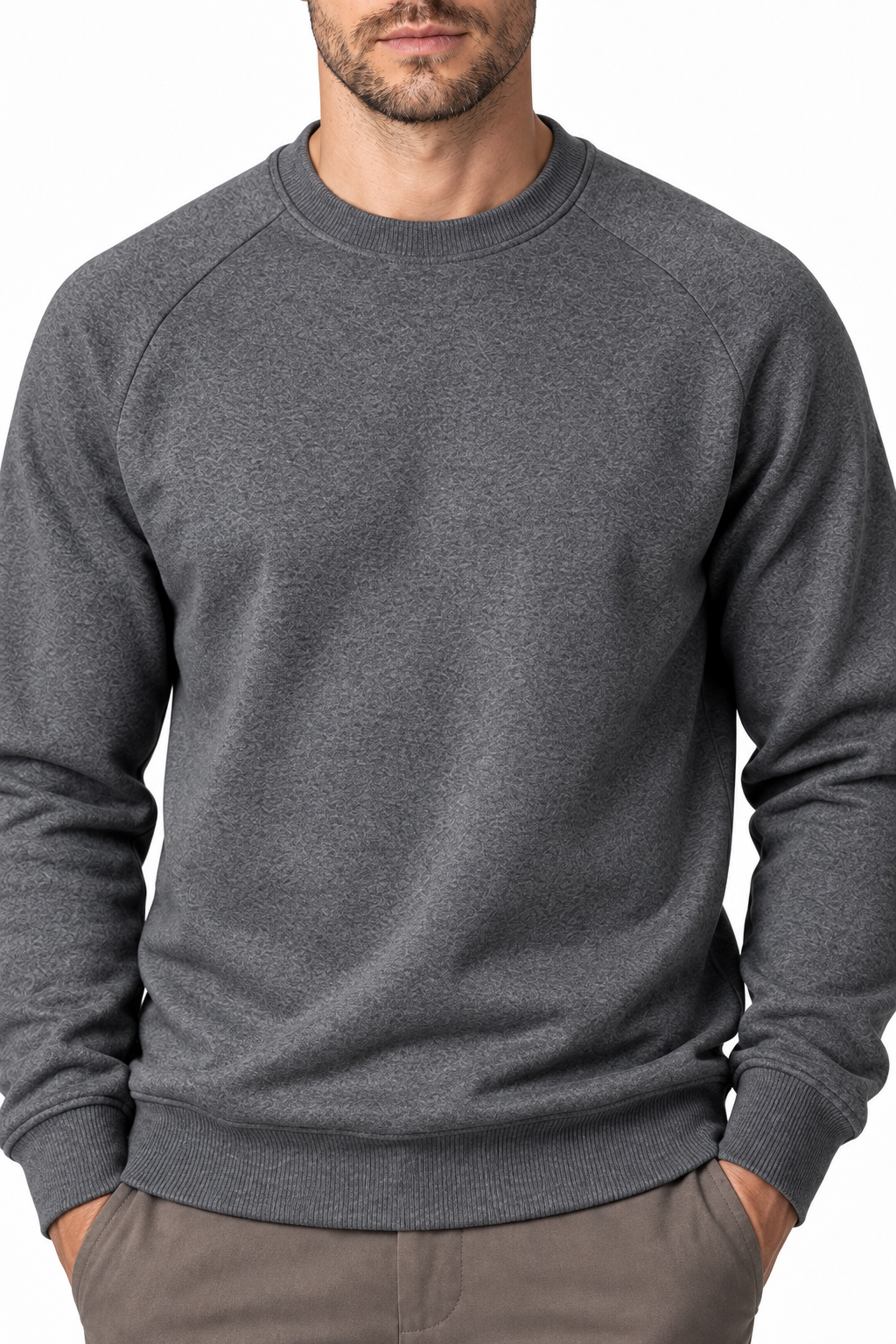 Ventorino Men's Sweatshirt Colorblock Design Raglan Sleeves | Ventorino in Dark Gray — garment and fabric detail