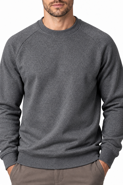 Ventorino Men's Sweatshirt Colorblock Design Raglan Sleeves | Ventorino in Dark Gray — garment and fabric detail