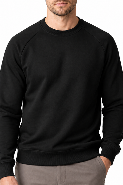 Ventorino Men's Sweatshirt Colorblock Design Raglan Sleeves | Ventorino in Black — garment and fabric detail