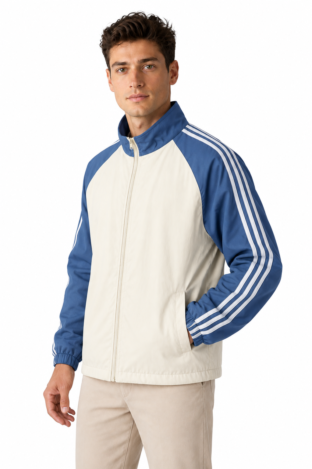 Ventorino Men's Field Jacket Multiple Pockets Casual Fit | Ventorino in Blue — model three-quarter view