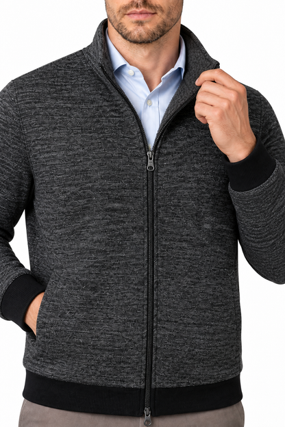 Ventorino Men's Jacket Fleece Lining Casual Fit | Ventorino in Grey Add wool — garment and fabric detail