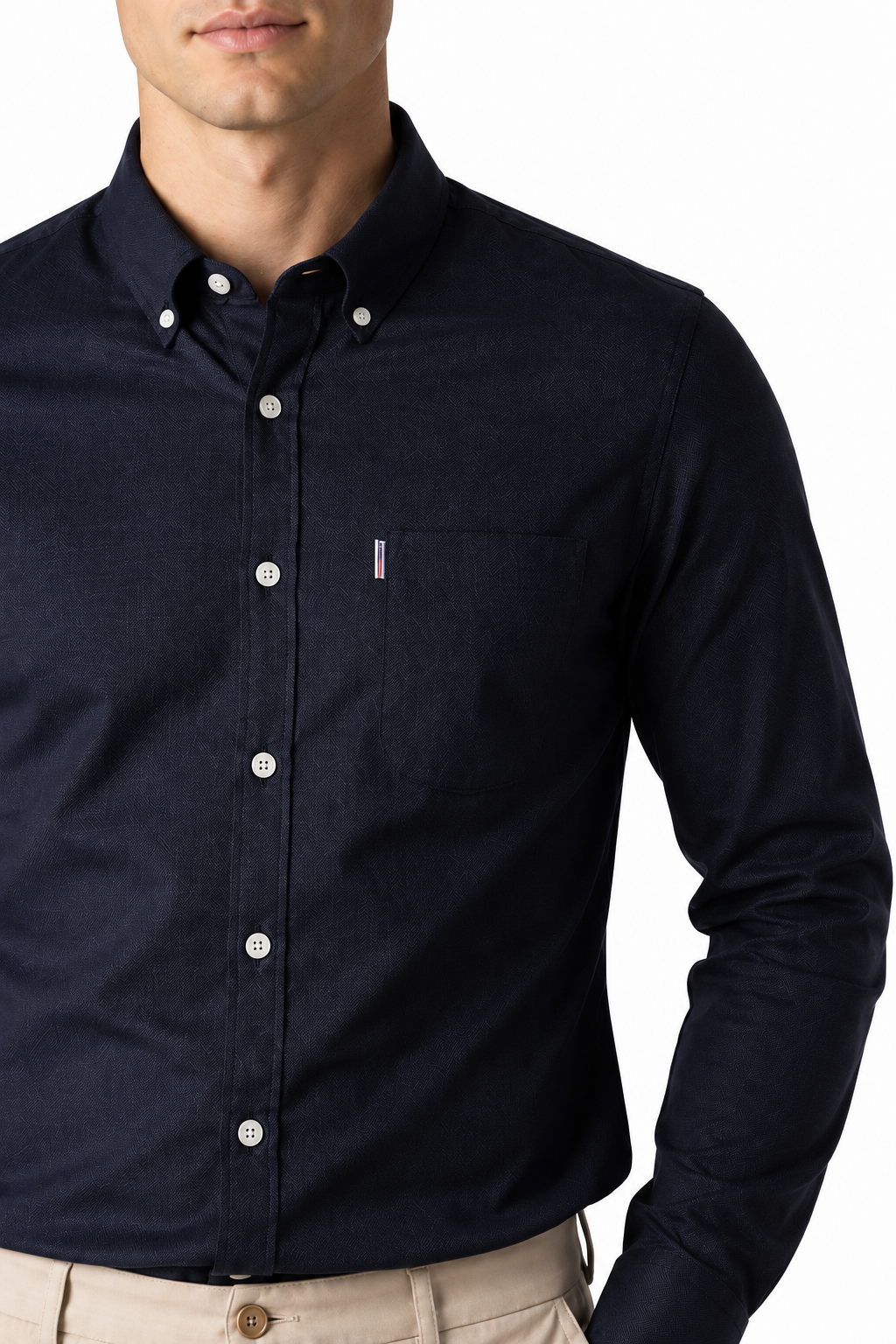 Ventorino Men's Dress Shirt Slim Fit Refined Finish | Ventorino in Black — garment and fabric detail