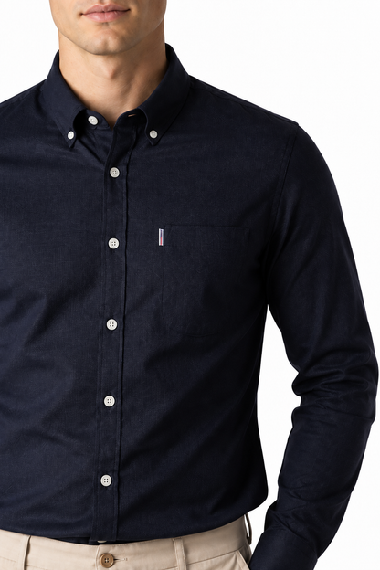 Ventorino Men's Dress Shirt Slim Fit Refined Finish | Ventorino in Black — garment and fabric detail