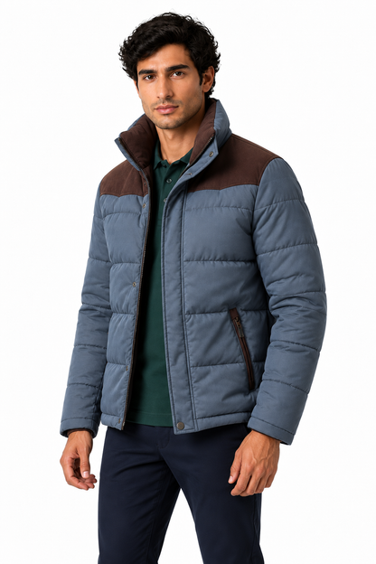 Ventorino Men's Parka Windproof Shell Insulated Lining | Ventorino in Blue gray — model three-quarter view