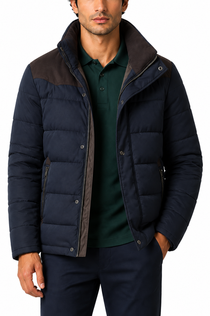 Ventorino Men's Parka Windproof Shell Insulated Lining | Ventorino in Dark blue — garment and fabric detail