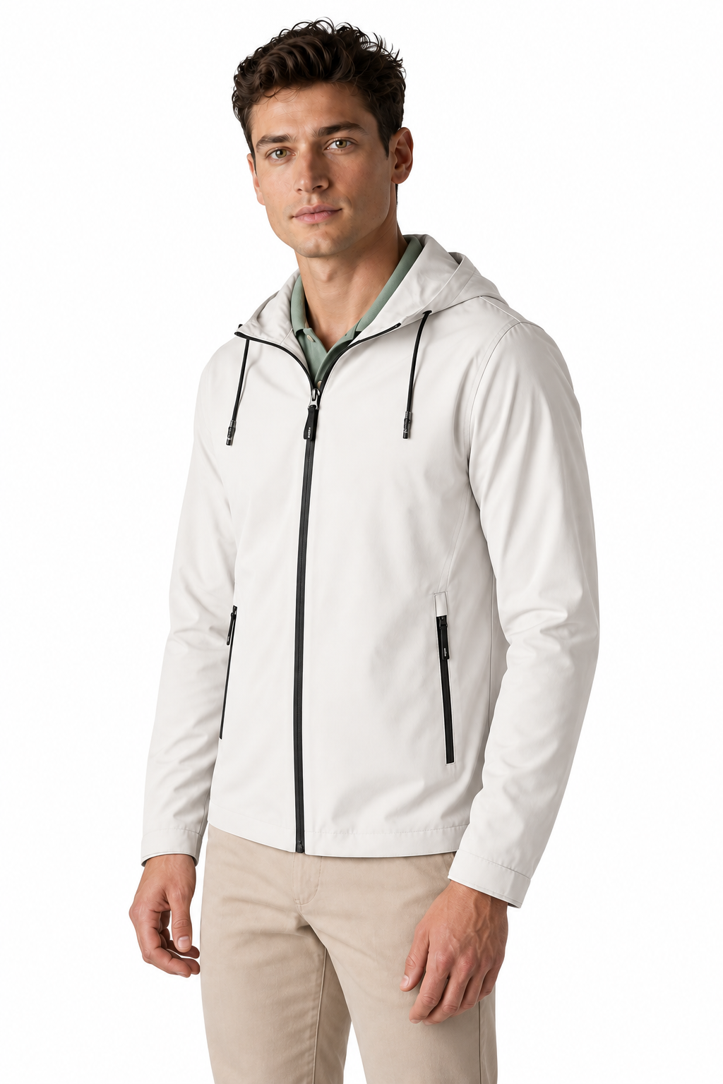 Ventorino Men's Bomber Jacket Lightweight Build Classic Fit | Ventorino in Snow — model three-quarter view