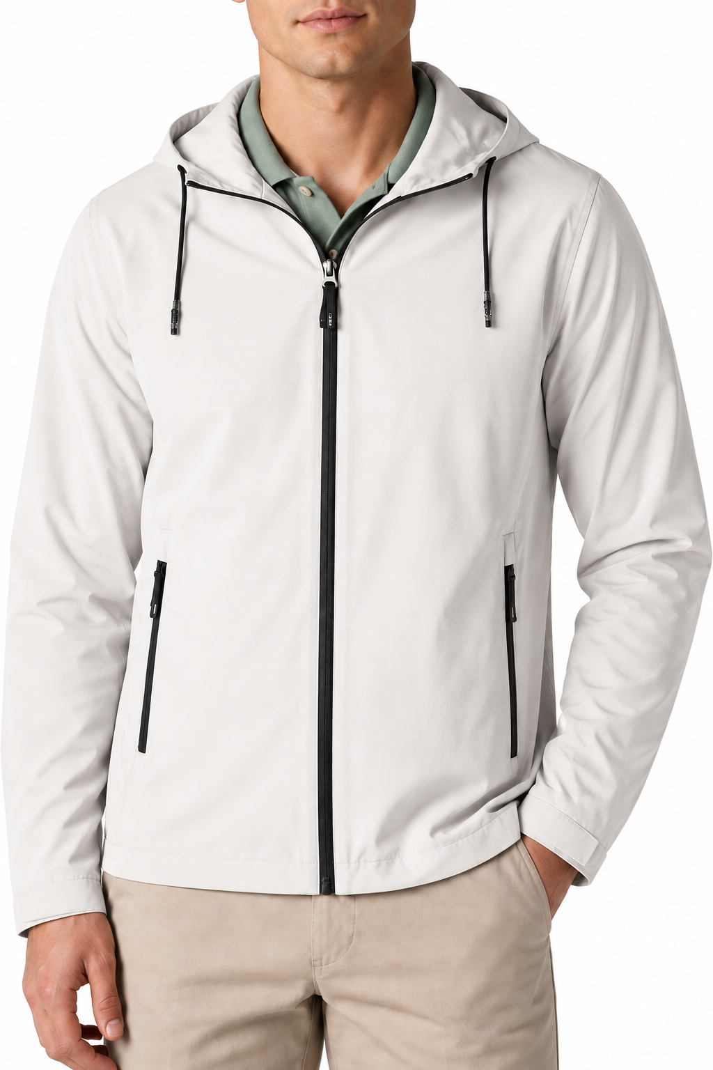 Ventorino Men's Bomber Jacket Lightweight Build Classic Fit | Ventorino in Snow — garment and fabric detail