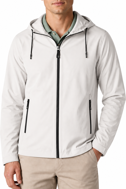 Ventorino Men's Bomber Jacket Lightweight Build Classic Fit | Ventorino in Snow — garment and fabric detail