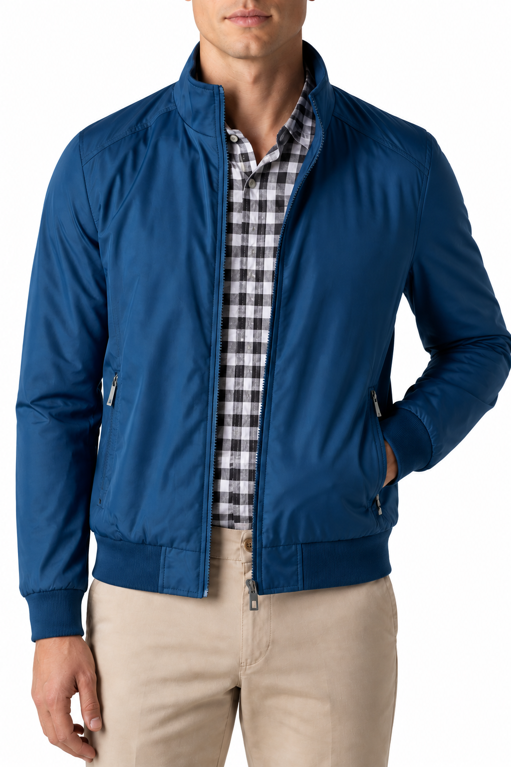 Ventorino Men's Bomber Jacket Lightweight Build Classic Fit | Ventorino in Diamond — garment and fabric detail