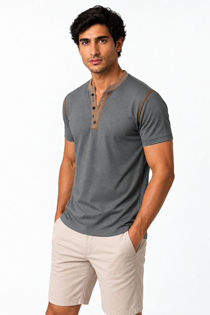 Ventorino henley in dark grey — model view