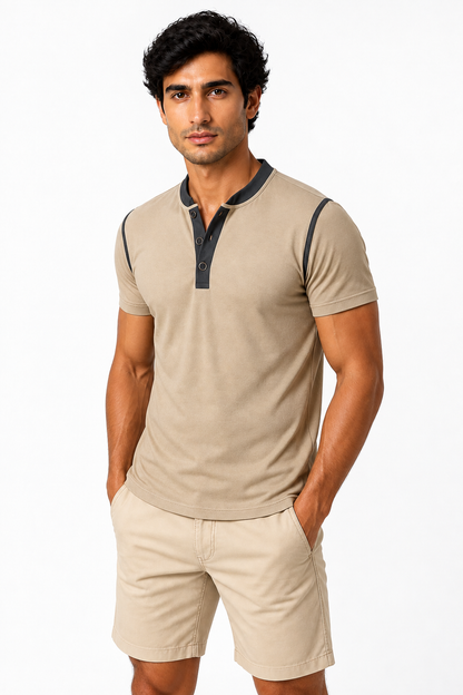 Ventorino henley in khaki — model view