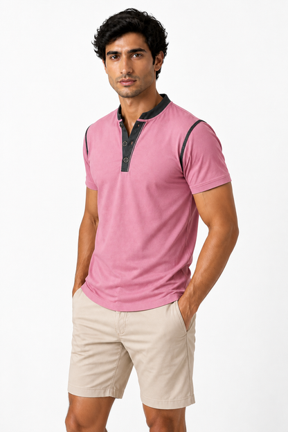 Ventorino henley in pink — model view