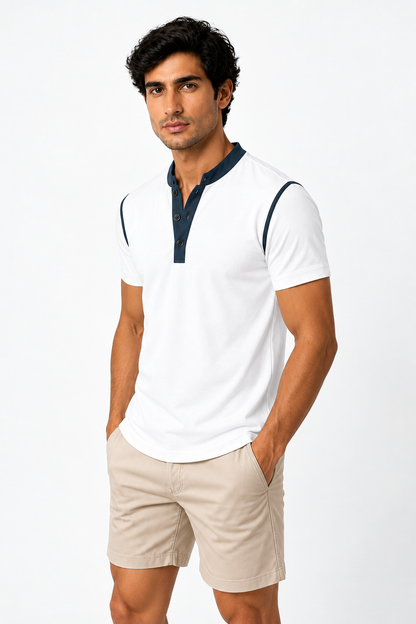 Ventorino henley in white — model view